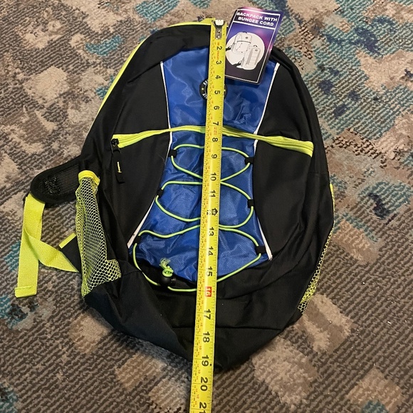 🎒 Arizona Blu Athletic Gear Backpack w/ Bungee Cord (Black, Blue, Neon Yellow) - Picture 2 of 10